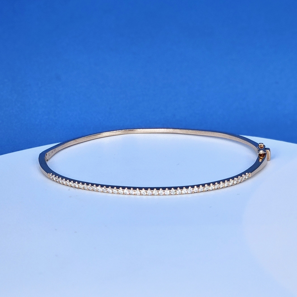 14k Rose Gold and Diamonds Women's Bangle Bracelet